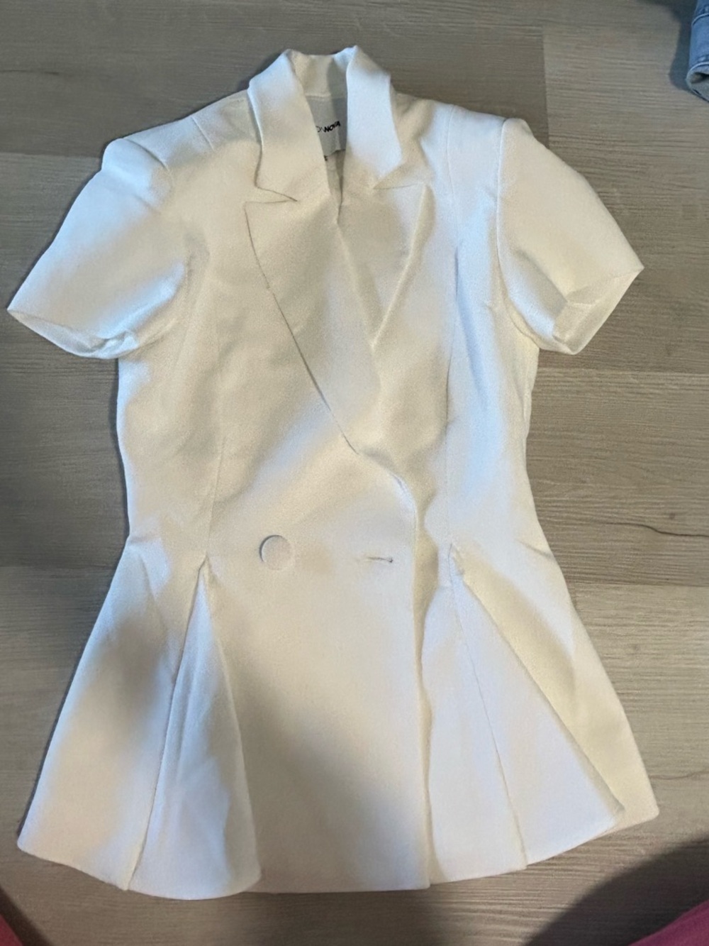 Fashion Nova White Short-Sleeve Double-Breasted Blazer